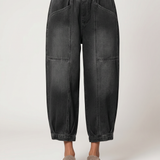 Women's Elastic Waist Tapered Ankle Jeans