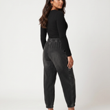 Women's Elastic Waist Tapered Ankle Jeans