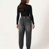 Women's Elastic Waist Tapered Ankle Jeans