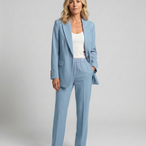 Women's Tailored Blazer and Straight-Leg Trouser Set