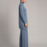 Women's Turtleneck Knit Top and Wide-Leg Trouser Set