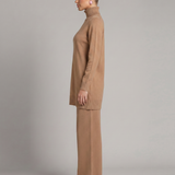 Women's Turtleneck Knit Top and Wide-Leg Trouser Set