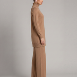 Women's Turtleneck Knit Top and Wide-Leg Trouser Set
