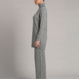 Women's Turtleneck Knit Top and Wide-Leg Trouser Set