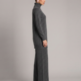Women's Turtleneck Knit Top and Wide-Leg Trouser Set