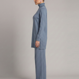 Women's Turtleneck Knit Top and Wide-Leg Trouser Set
