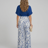 Women's Cropped V-Neck Top and Wide-Leg Trouser Set