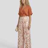 Women's Cropped V-Neck Top and Wide-Leg Trouser Set