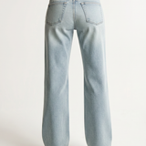 Women's Low-Waist Straight-Leg Light Blue Jeans