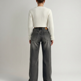 Women's Low-Rise Straight-Leg Black Denim Jeans