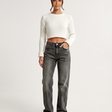 Women's Low-Rise Straight-Leg Black Denim Jeans