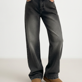 Women's Low-Rise Straight-Leg Black Denim Jeans