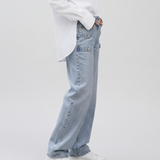 Women's Mid-Waist Straight-Leg Jeans with Side Tabs