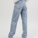 Women's Mid-Waist Straight-Leg Jeans with Side Tabs
