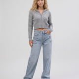 Women's Mid-Waist Straight-Leg Jeans with Side Tabs