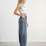 Women's High-Waist Straight-Leg Blue Denim Jeans