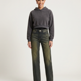 Women's High-Waist Straight-Leg Washed Denim Jeans