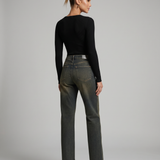Women's High-Waist Straight-Leg Washed Denim Jeans