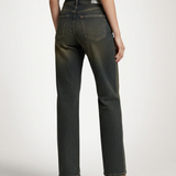 Women's High-Waist Straight-Leg Washed Denim Jeans