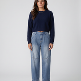 Women's Mid-Waist Straight-Leg Blue Jeans