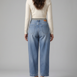 Women's Mid-Waist Straight-Leg Blue Jeans