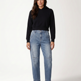 Women's Mid-Waist Straight-Leg Blue Jeans