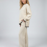 Women's Relaxed Knit Top and Wide-Leg Trouser Set