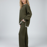 Women's Relaxed Knit Top and Wide-Leg Trouser Set