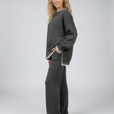 Women's Relaxed Knit Top and Wide-Leg Trouser Set