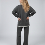 Women's Relaxed Knit Top and Wide-Leg Trouser Set