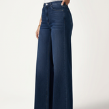 Women's High-Waist Wide-Leg Denim-Look Trousers