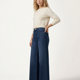 Women's High-Waist Wide-Leg Denim-Look Trousers
