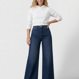 Women's High-Waist Wide-Leg Denim-Look Trousers