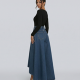 Women's High-Waisted Wide-Leg Draped Denim Jeans