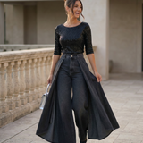 Women's High-Waisted Wide-Leg Draped Denim Jeans