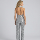 Women's Sequin Halter Neck Wide-Leg Jumpsuit