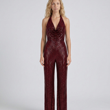 Women's Sequin Halter Neck Wide-Leg Jumpsuit