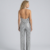 Women's Sequin Halter Neck Wide-Leg Jumpsuit