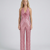 Women's Sequin Halter Neck Wide-Leg Jumpsuit