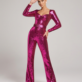 Women's Sequin Sweetheart Belted Wide-Leg Jumpsuit