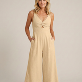 Women's Sleeveless V-Neck Wide-Leg Jumpsuit