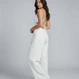Women's Backless V-Neck Wide-Leg Jumpsuit