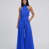 Printed Wide-Leg Jumpsuit with Halter Neck