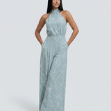 Printed Wide-Leg Jumpsuit with Halter Neck