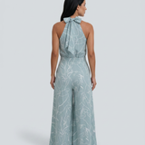 Printed Wide-Leg Jumpsuit with Halter Neck