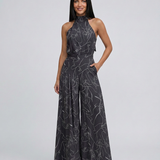 Printed Wide-Leg Jumpsuit with Halter Neck