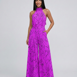 Printed Wide-Leg Jumpsuit with Halter Neck