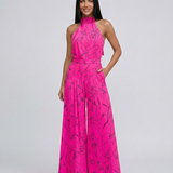 Printed Wide-Leg Jumpsuit with Halter Neck