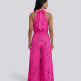 Printed Wide-Leg Jumpsuit with Halter Neck