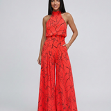 Printed Wide-Leg Jumpsuit with Halter Neck